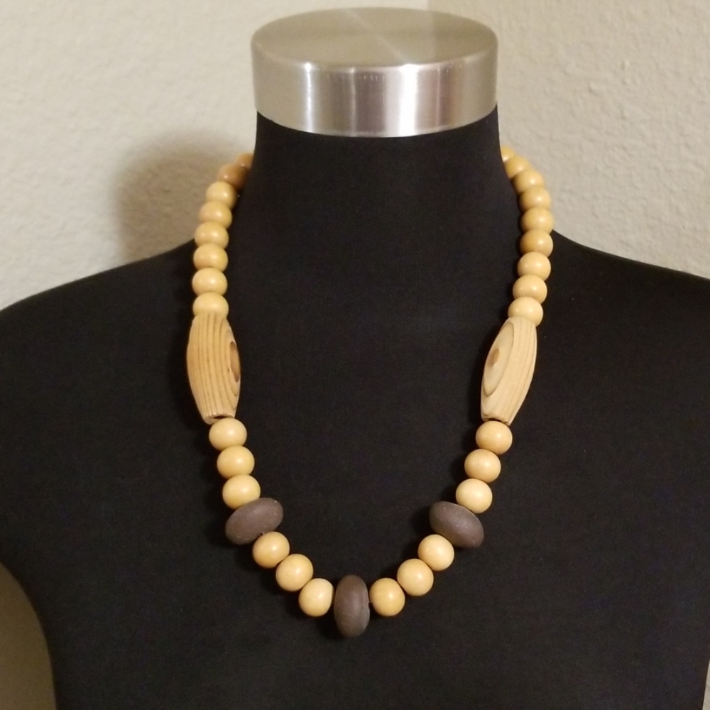 Wooden Bead Statement Necklace